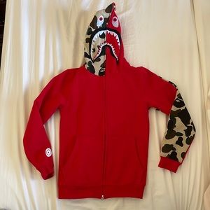 New Shark zip up to your head hoodie jacket. Size small but fits like xs